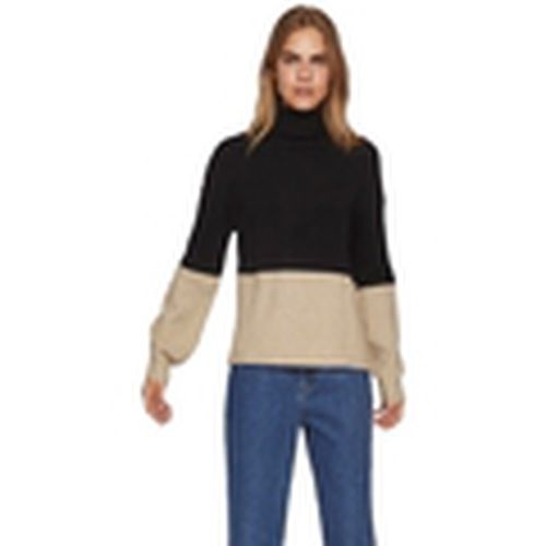 Jersey Noos Ril Blocking Knit L/S - Black/Natural Mel para mujer - Vila - Modalova