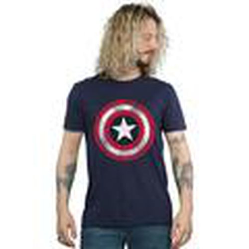 Camiseta manga larga Captain America Distressed Shield para hombre - Marvel - Modalova