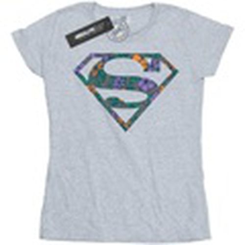 Camiseta manga larga Superman Floral Logo 1 para mujer - Dc Comics - Modalova