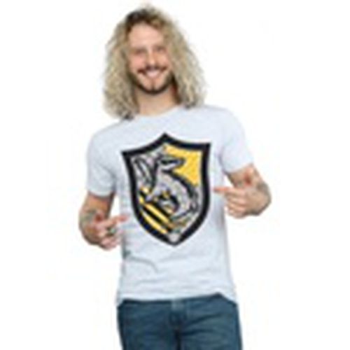 Camiseta manga larga Hufflepuff Crest Flat para hombre - Harry Potter - Modalova