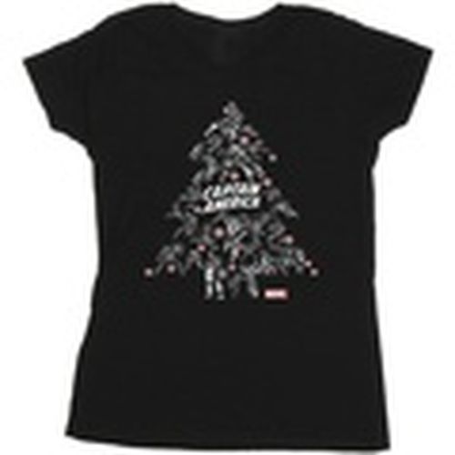 Camiseta manga larga Captain America Christmas Tree para mujer - Marvel - Modalova