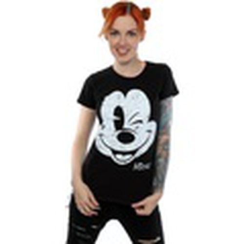 Camiseta manga larga Mickey Mouse Distressed Face para mujer - Disney - Modalova