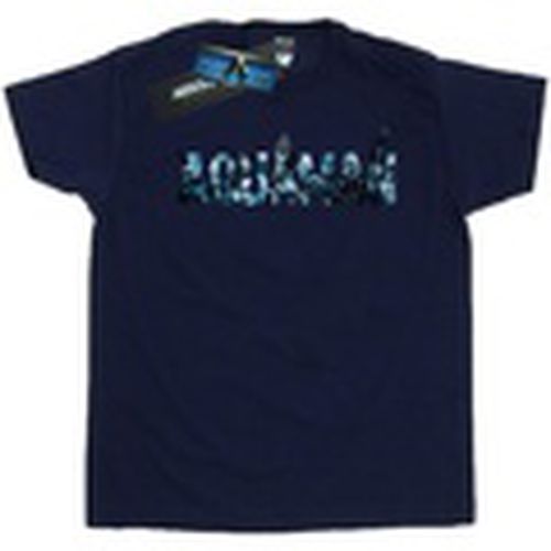 Camiseta manga larga Aquaman Text Logo para hombre - Dc Comics - Modalova