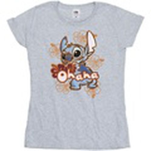 Camiseta manga larga Lilo And Stitch Ohana Orange Hibiscus para mujer - Disney - Modalova