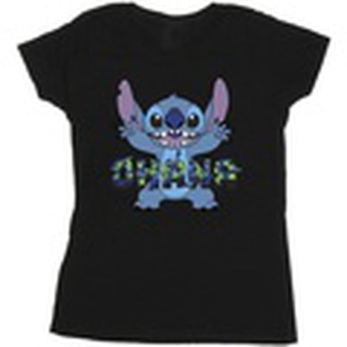 Camiseta manga larga Lilo And Stitch Ohana Blue Glitch para mujer - Disney - Modalova