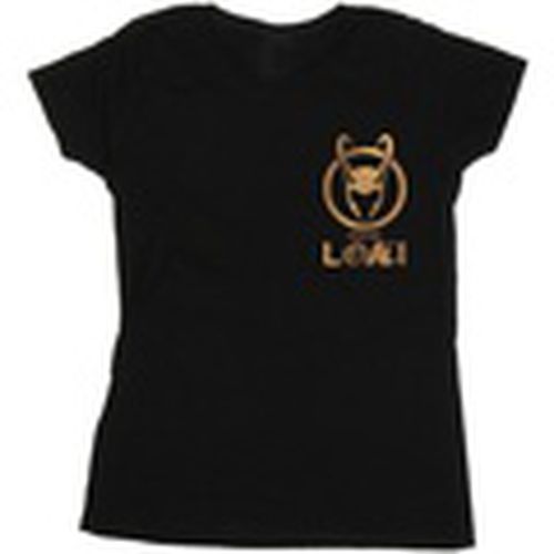 Camiseta manga larga Loki Horn Logo Faux Pocket para mujer - Marvel - Modalova