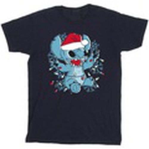Camiseta manga larga Lilo And Stitch Christmas Lights Sketch para hombre - Disney - Modalova