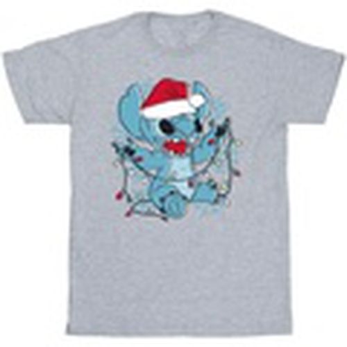 Camiseta manga larga Lilo And Stitch Christmas Lights Sketch para hombre - Disney - Modalova