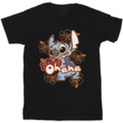 Camiseta manga larga Lilo And Stitch Ohana Orange Hibiscus para hombre - Disney - Modalova