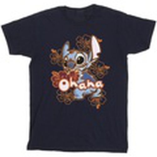 Camiseta manga larga Lilo And Stitch Ohana Orange Hibiscus para hombre - Disney - Modalova