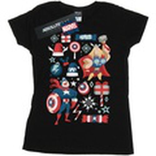 Camiseta manga larga Thor And Captain America Christmas Day para mujer - Marvel - Modalova
