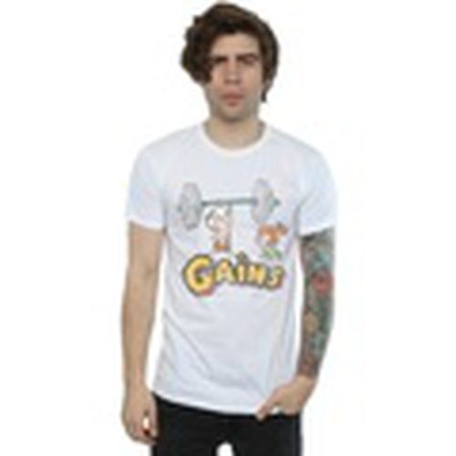 Camiseta manga larga Bam Bam Gains Distressed para hombre - The Flintstones - Modalova