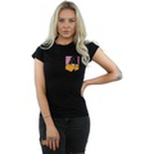 Camiseta manga larga Daffy Duck Face Faux Pocket para mujer - Dessins Animés - Modalova
