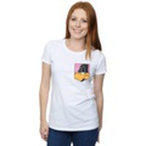 Camiseta manga larga Daffy Duck Face Faux Pocket para mujer - Dessins Animés - Modalova