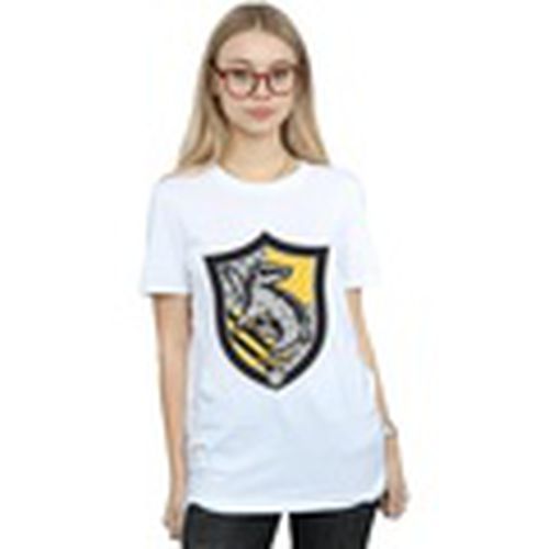 Camiseta manga larga Hufflepuff Crest Flat para mujer - Harry Potter - Modalova