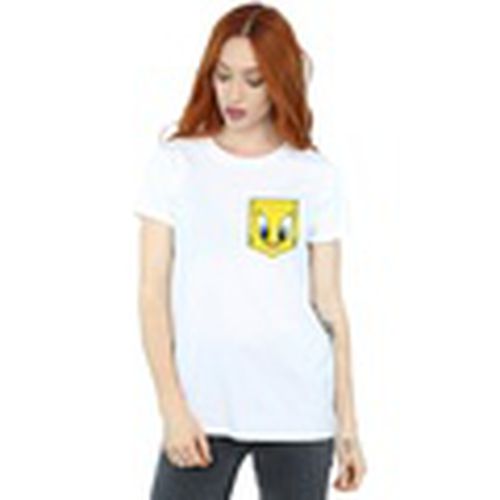 Camiseta manga larga Tweety Pie Face Faux Pocket para mujer - Dessins Animés - Modalova