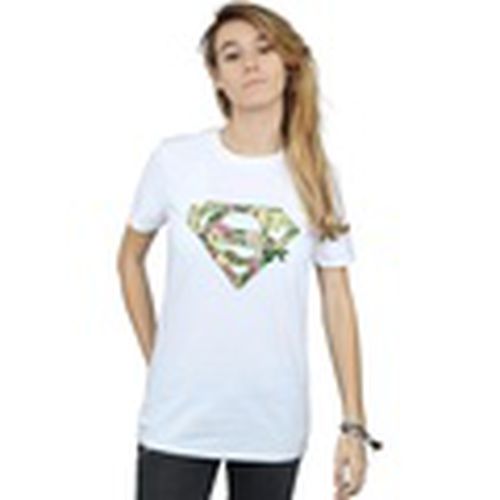 Camiseta manga larga Supergirl Floral Shield para mujer - Dc Comics - Modalova