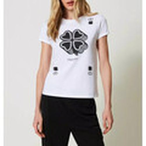 Tops y Camisetas T-SHIRT CON STAMPA QUADRIFOGLIO Art. 241TP2702 para mujer - Twin Set - Modalova