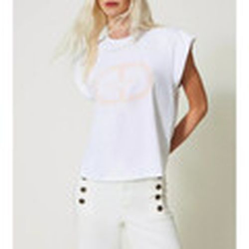 Tops y Camisetas T-SHIRT CON OVAL T E MANICHE AD ALETTA Art. 241TP2213 para mujer - Twin Set - Modalova