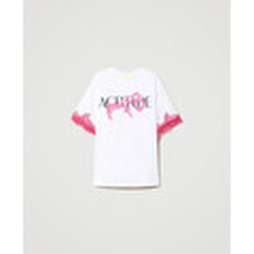 Tops y Camisetas T-SHIRT MYFO CON STAMPA LOGO E PIZZO Art. 231AQ2014 para mujer - Twin Set - Modalova