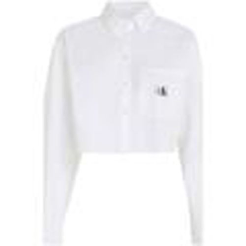 Tops y Camisetas WOVEN LABEL CROPPED LS SHIRT para mujer - Calvin Klein Jeans - Modalova