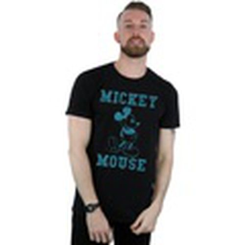 Camiseta manga larga Mickey Mouse Distressed Kick Mono para hombre - Disney - Modalova