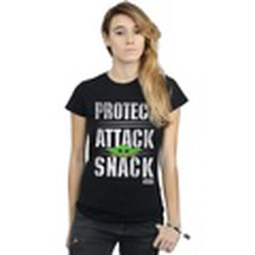 Camiseta manga larga The Mandalorian Protect Attack Snack para mujer - Disney - Modalova