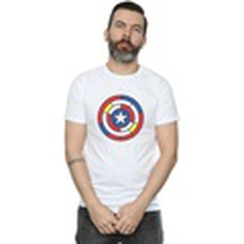 Camiseta manga larga Captain America Stained Glass Shield para hombre - Marvel - Modalova