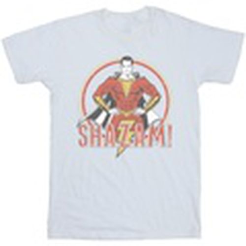 Camiseta manga larga Shazam Retro Circle Distressed para hombre - Dc Comics - Modalova
