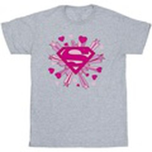 Camiseta manga larga Superman Pink Hearts And Stars Logo para hombre - Dc Comics - Modalova