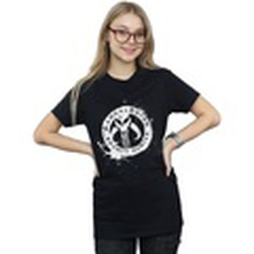 Camiseta manga larga The Mandalorian Bounty Hunter Splatter Skull para mujer - Disney - Modalova