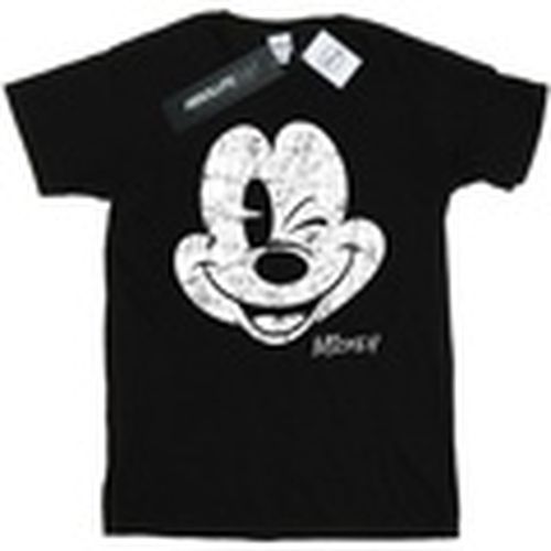 Camiseta manga larga Mickey Mouse Distressed Face para hombre - Disney - Modalova