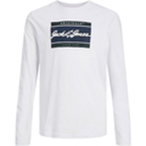 Camiseta manga larga 12247620 JORWAYNE BRANDING TEE LS CREW NECK JNR WHITE para hombre - Jack & Jones - Modalova