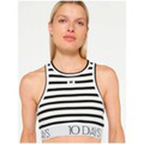 Camiseta Top Rib Stripe Ecru Black para mujer - 10 Days - Modalova