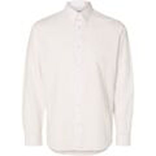 Camisa manga larga 16078867 SLIM LINEN-WHITE para hombre - Selected - Modalova