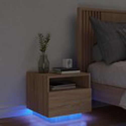 Mesas de comedor Mesita de noche con luces LED roble Sonoma 40x39x37 cm para - Maison D'home - Modalova