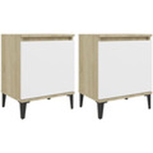Mesas de comedor Mesitas de noche patas metal roble Sonoma y blanco 40x30x50 cm para - Maison D'home - Modalova