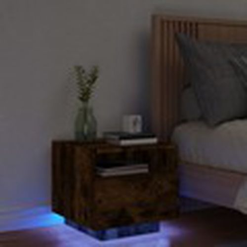 Mesas de comedor Mesita de noche con luces LED roble ahumado 40x39x37 cm para - Maison D'home - Modalova