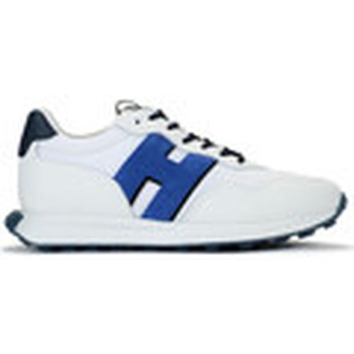 Deportivas Moda Zapatilla H601 en cuero blanco y azul y tejido para mujer - Hogan - Modalova