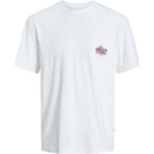 Camiseta 12253602 JORLAFAYETTE FLOWER TEE SS CREW NECK BRIGHT WHITE para hombre - Jack & Jones - Modalova