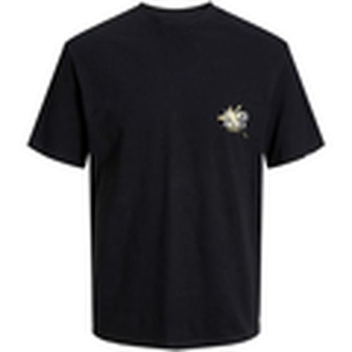 Camiseta 12253602 JORLAFAYETTE FLOWER TEE SS CREW NECK BLACK para hombre - Jack & Jones - Modalova