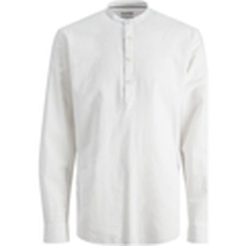 Camisa manga larga 12254097 JWHSUMMER HALF PLACKET SHIRT LS S24 WHITE para hombre - Jack & Jones - Modalova