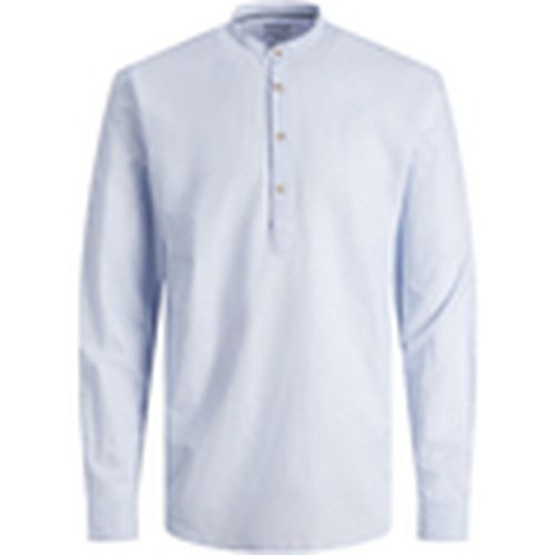 Camisa manga larga 12254097 JWHSUMMER HALF PLACKET SHIRT LS S24 CASHMERE BLUE para hombre - Jack & Jones - Modalova