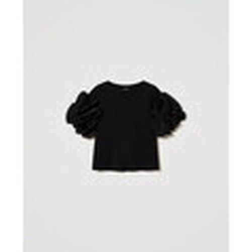 Tops y Camisetas T-SHIRT CON VOLANT IN POPELINE Art. 232TP3510 para mujer - Twin Set - Modalova