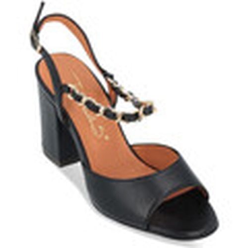 Sandalias Sandalia de piel negra con cadena para mujer - Via Roma 15 - Modalova