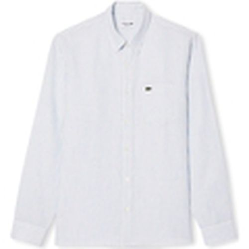 Camisa manga larga Regular Fit Linen Shirt - Blue/Blanc para hombre - Lacoste - Modalova