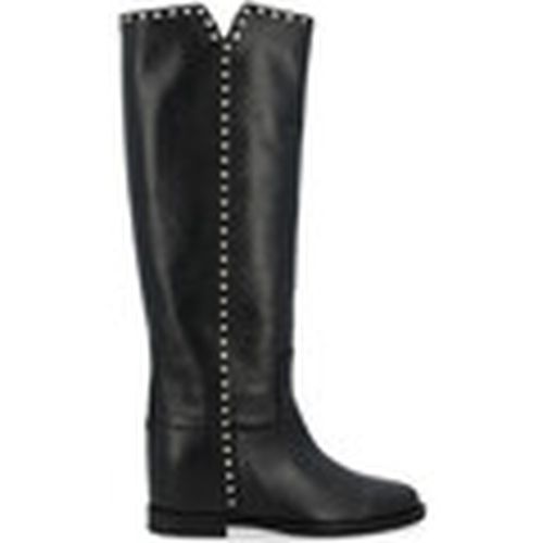 Botas Bota de piel negra con tachuelas plateadas para mujer - Via Roma 15 - Modalova