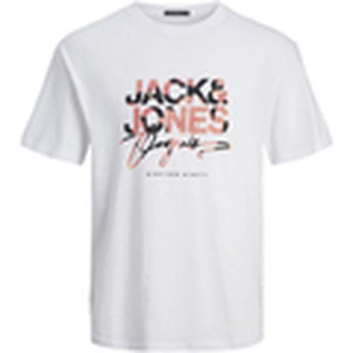 Camiseta 12255517 JORARUBA AOP BRANDING TEE SS CREW NECK BRIGHT WHITE para hombre - Jack & Jones - Modalova