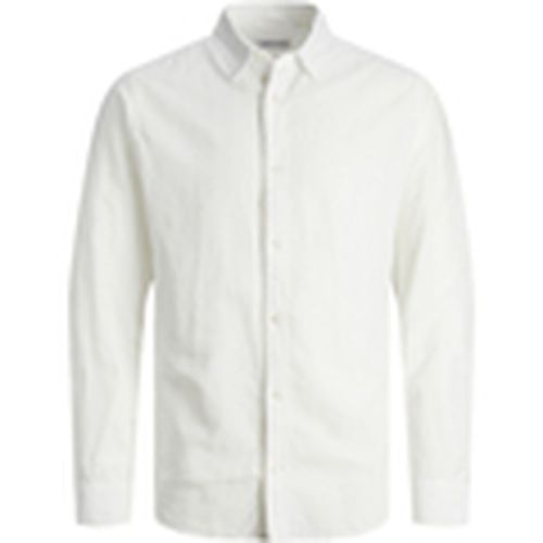 Camisa manga larga 12253720 JJELINEN BLEND SHIRT LS SN PLS WHITE para hombre - Jack & Jones - Modalova