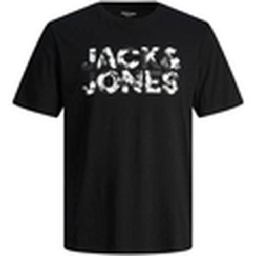 Camiseta 12250683 JJEJEFF CORP LOGO TEE SS O-NECK SN BLACK FLOWER para hombre - Jack & Jones - Modalova